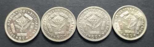 # 5c - 1961, 62, 63 & 64 - 4 x 5c SILVER COINS (Bid per Coin) #