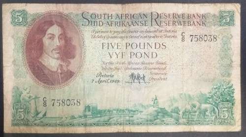 5Pd - M.H. de Kock - C8 - 2nd Issue - 7 April 1949 - Eng/Afr