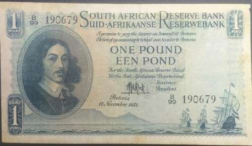 1Pd - M.H. de Kock - B99 - 2nd Issue - 17 Novenber 1951 - Eng/Afr