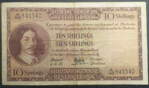 10 Shilling - de Kock - A142 - 3rd Issue - 4 September 1957 - Eng/Afr