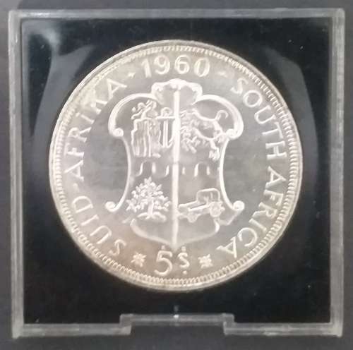 SILVER - 5 Shillings - 1960 UNC in Holder