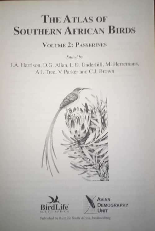 `THE ATLAS OF SOUTHERN AFRICAN BIRDS` - DOUBLE VOLUME, 1997 BY MULTIPLE AUTHORS
