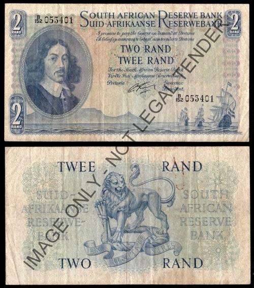 #  G. RISSIK  - Two Rand (Eng/Afr)  -  1962 - 1st ISSUE  -  B152 -  VF  #