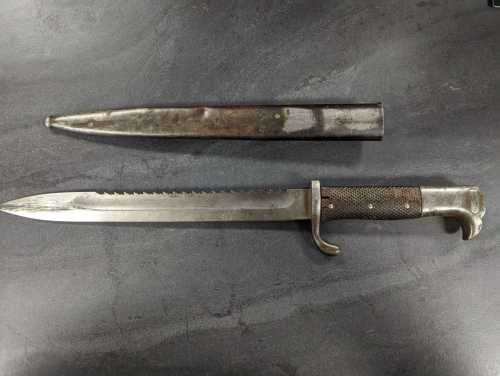 German Rare KS98 ERFURT Sawback Bayonet + Sheath No: KS11156