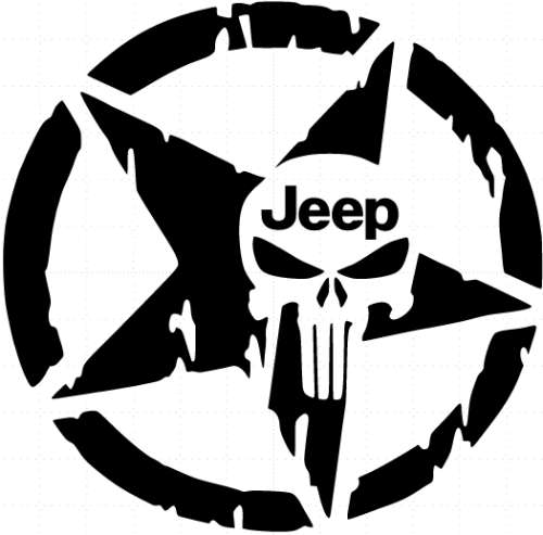 Jeep Punisher Skull Vinyl Car Decal/Sticker 500mm x 500mm