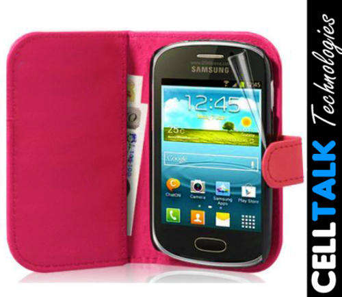 Flip Wallet Leather Case For Samsung Galaxy Fame S6810 PINK