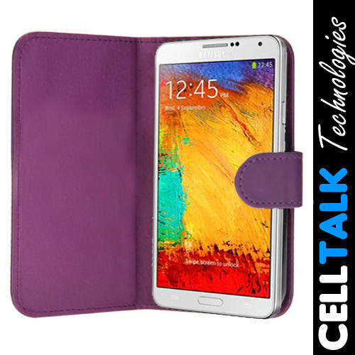 Flip Wallet Leather Case For Samsung Galaxy Note 3 N9000 PURPLE