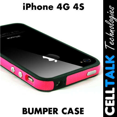 Soft TPU Bumper Case Cover For iPhone 4 4S PINK & BLACK