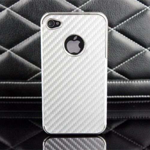 Elegant Luxury Silver Leather Hard Case Cover for Apple iPhone 4 4G 4S