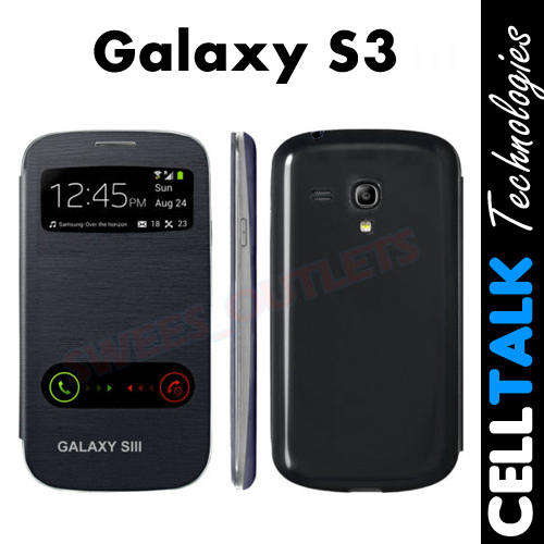 Samsung Galaxy S3 i9300 Flip Window Case BLACK