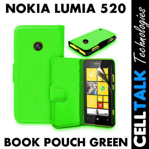 Flip Pouch Leather Case For Nokia Lumia 520 GREEN