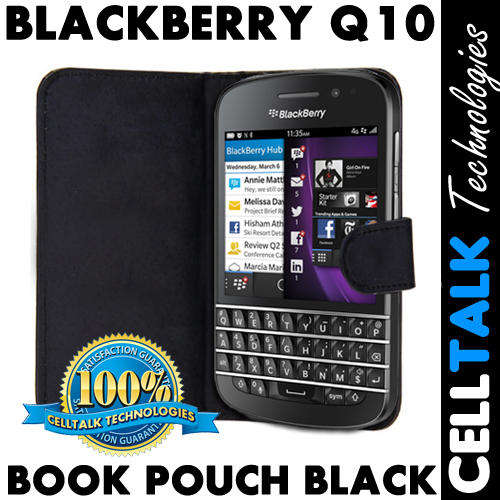 Flip Leather Book Case Pouch For Blackberry Q10 BLACK
