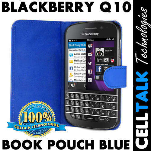 Flip Leather Book Case Pouch For Blackberry Q10 BLUE