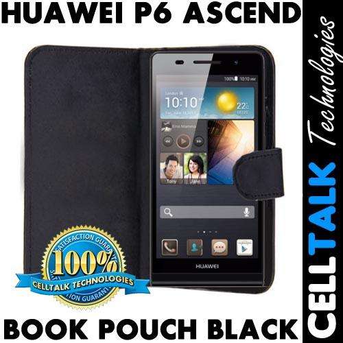Flip Leather Book Case Pouch For Huawei P6 Ascend BLACK