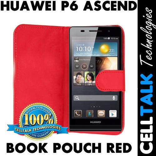 Flip Leather Book Case Pouch For Huawei P6 Ascend RED