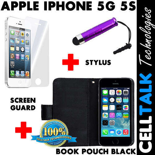 ** SPECIAL** iPhone 5G 5S Flip Type Book Pouch + Screen Protector + Stylus **SPECIAL**