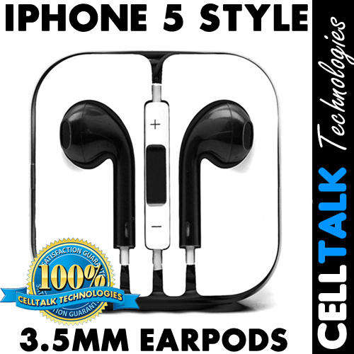 iPhone 5 Earphones Earpods iPhone Samsung Blackberry Compatible BLACK
