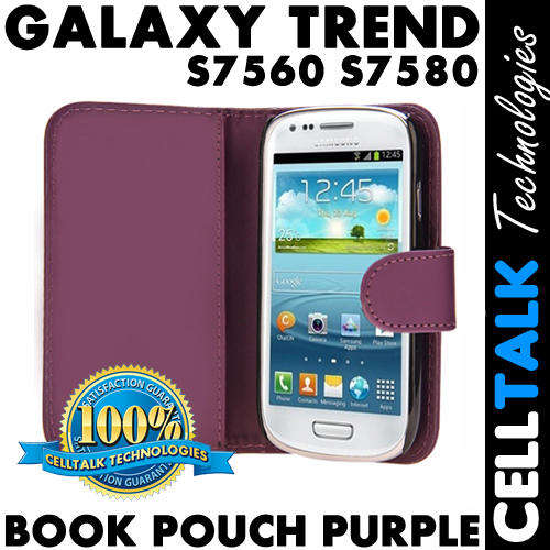 Flip Leather Book Case Pouch For Samsung Galaxy Trend S7560 S7580 PURPLE