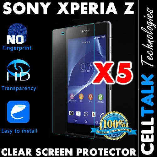 Pack Of 5 X LCD Screen Guard Protector For Sony Xperia Z CLEAR