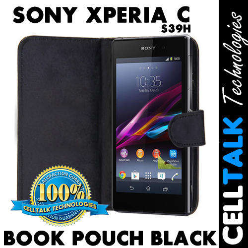 Flip Leather Book Case Pouch For Sony Xperia C S39h BLACK