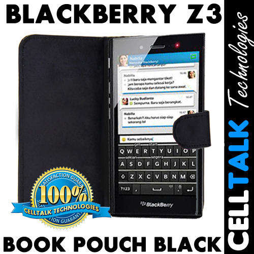 Flip Leather Book Case Pouch For Blackberry Z3 BLACK