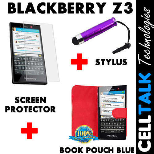 ** SPECIAL** Blackberry Z3 Flip Type Book Pouch RED + Screen Protector + Stylus *SPECIAL*