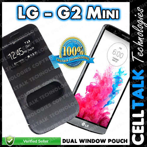 LG G2 Mini Dual Window Magnetic Book Pouch BLACK