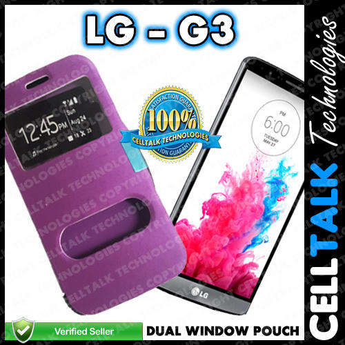 LG G3 Dual Window Magnetic Book Pouch PURPLE