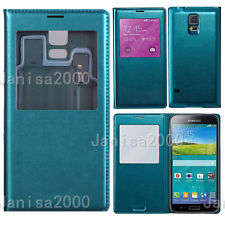 S View Flip Case With IC Chip For Samsung Galaxy S5 G900 G9005 BLUE