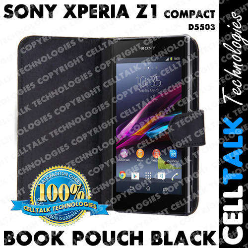 Flip Leather Book Case Pouch For Sony Xperia Z1 Compact BLACK