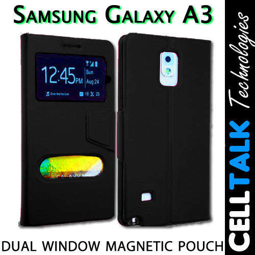 Samsung A3 Dual Window Cover Case **BLACK**