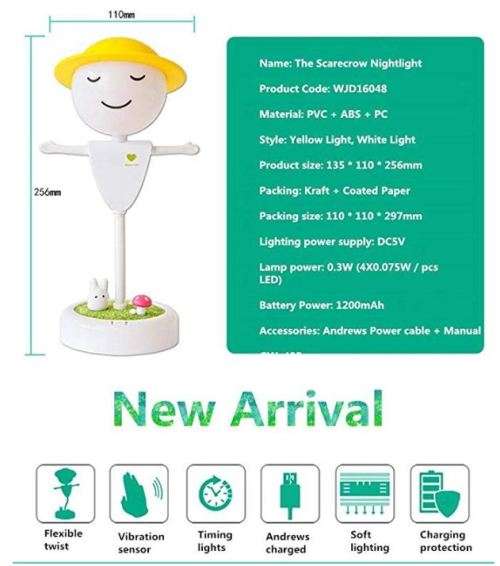 New Strange Led Scarecrow Bedside Night Light Charging Pat Sensor Light