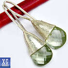 Green Amethyst Earrings, 925 Silver