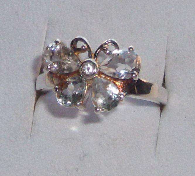 Butterfly Aquamarine Ring, 925 Silver