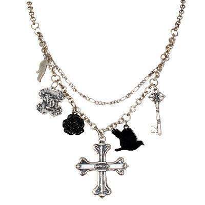 Vampire Diaries Cross Multi-Charm Necklace Choker IN STOCK