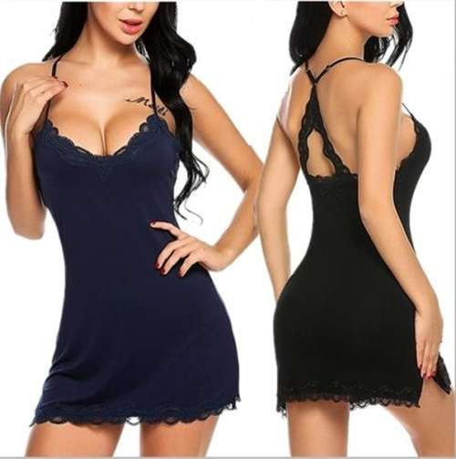Lace Nightgown Fashion Soft Sleepwear Sexy Open Back Size M