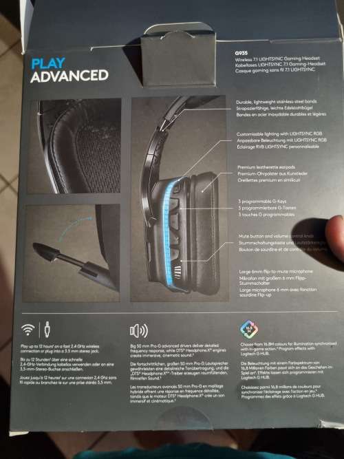 Logitech G935 Wireless Gaming RGB Headset, 7.1 Surround Sound, DTS BRAND NEW OPEN BOX BARGAIN! READ!