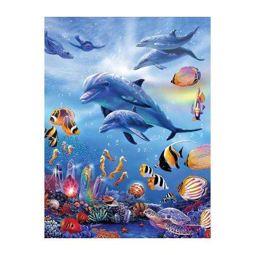 5D DIY FULL DRILL DIAMOND PAINTING BY NUMBER - DOLPHINS