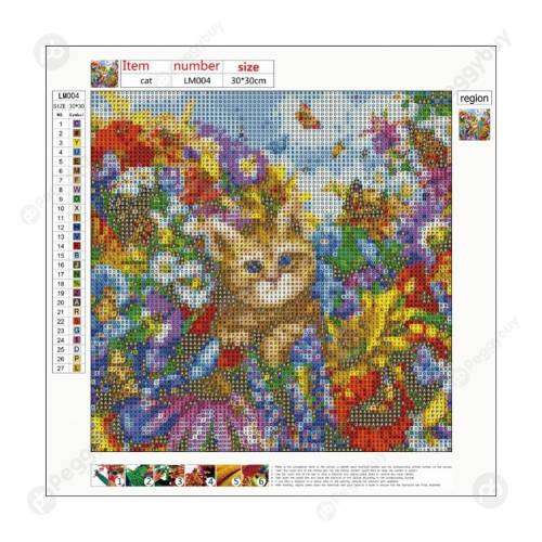 5D DIY FULL DRILL DIAMOND PAINTING BY NUMBER - CAT & BUTTERFLIES