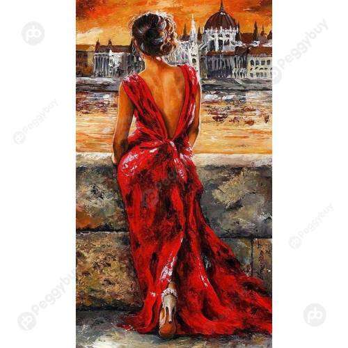 5D DIY FULL DRILL DIAMOND PAINTING BY NUMBER - BEAUTY IN RED