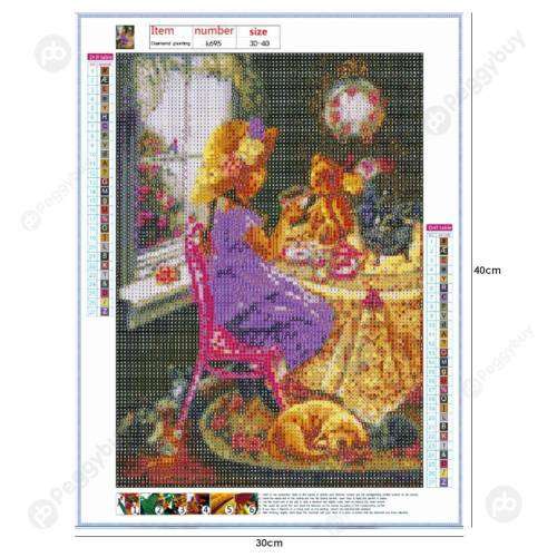 5D DIY FULL DRILL DIAMOND PAINTING BY NUMBER - TEA PARTY WITH TEDDY