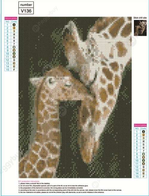 5D DIY FULL DRILL DIAMOND PAINTING BY NUMBER - MOMMY AND BABY GIRAFFE