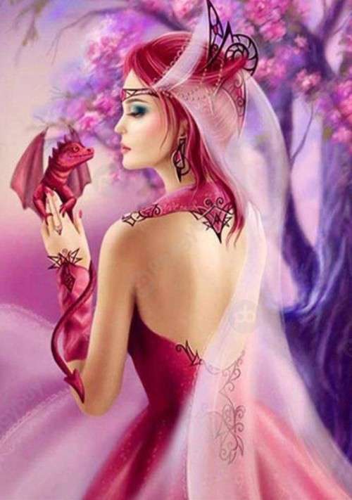 5D DIY FULL DRILL DIAMOND PAINTING BY NUMBER - BEAUTY AND DRAGON