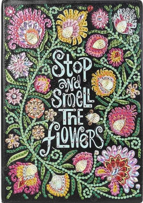 DIY Special Shaped Diamond Painting 50 Pages A5 Notebook Stop and Smell the Flowers