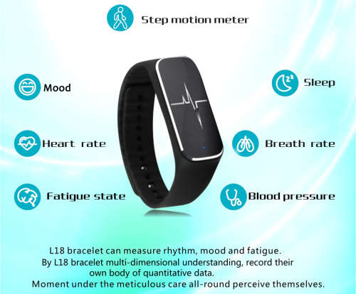 L18 Smart Bracelet - Blood Pressure & Heart Rate Monitor - Black