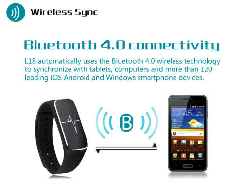 L18 Smart Bracelet - Blood Pressure & Heart Rate Monitor - Black