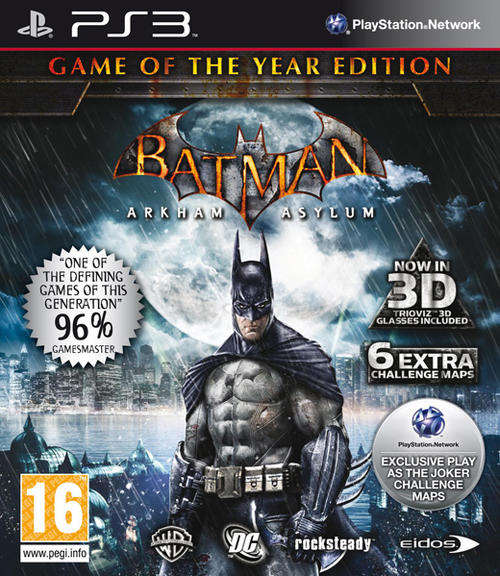 PS3 Batman Arkam Asylum GOTY + 2 x 3D Glasses - As New
