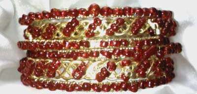 **CLEARANCE SALE**  Beautiful Ladies Gold Wire Bangles with Red Beads**SHIPPING SPECIAL**