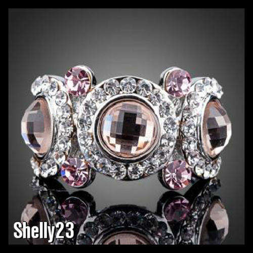 2.37ct Platinum Plated Pink SWA ELEMENTS Austrian Crystal Ring**In Stock**SIZE 7**