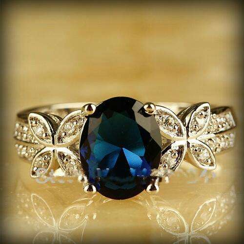 Ladies Sapphire Quartz & White Topaz 925 Silver Ring**In Stock**Last one Left**